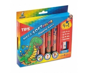 Giz de Cera 06 Cores Amadeirado 4 em 1 - Tris