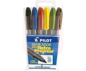Caneta Retroprojetor 2.0mm 6 Cores - Pilot