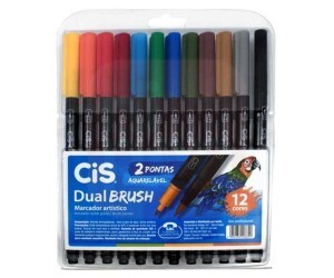 Caneta Dual Brush Aquarelável 12 Cores