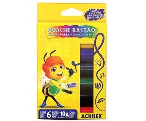 Tinta Guache Bastão 6 Cores - Acrilex