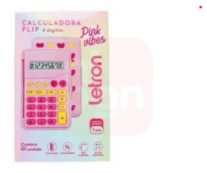 Calculadora de bolso 8 dígitos com tampa - Pink Vibes