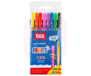 Giz Retrátil Fruits 8 Cores E Cheiros Sortidos Tris
