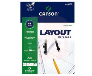 Papel Layout Margeado Branco A3 63g - Canson