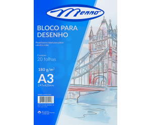 Bloco Desenho A3 180g 20 Folhas Branco - Menno