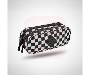 Estojo 2 Compartimentos Xadrez Preto e Branco - Sestini