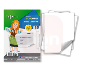 Bloco Desenho Ecocores A4 180gr 21x29,7 Cm 20fls Ridet
