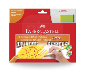Lápis de Cor 24 Cores Jumbo Triangular + Apontador Faber-Castell