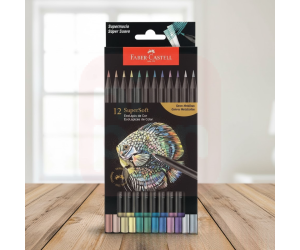 Lápis de Cor Supersoft Metálico 12 cores -  Faber-Castell