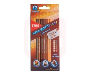 Lápis de Cor 12 Cores Tons de Pele Mega Soft Color - Tris