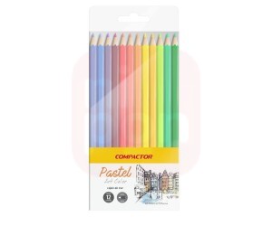 Lápis de Cor 12 Cores Pastel - Compactor