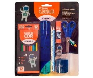 Kit Lápis de Cor 12 Cores 7 Peças Astronauta