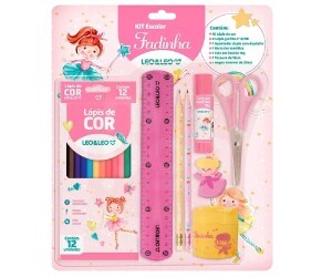 Kit Lápis de Cor 12 Cores 7 Peças Fada